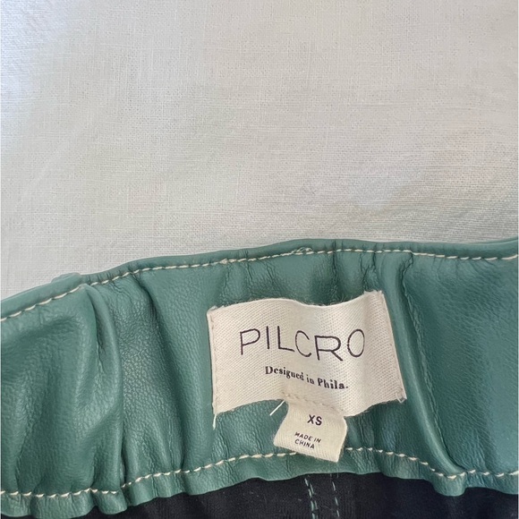 Anthropologie / Pilcro Green Faux Leather Cinch Waist Cargo Jogger - Picture 5 of 6